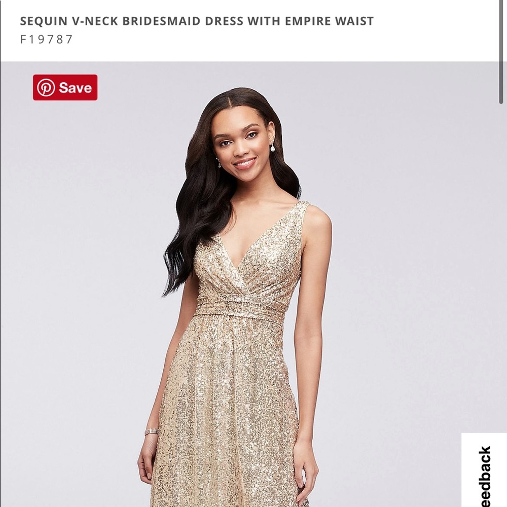 David’s Bridal Champagne Gold Sequin Dress